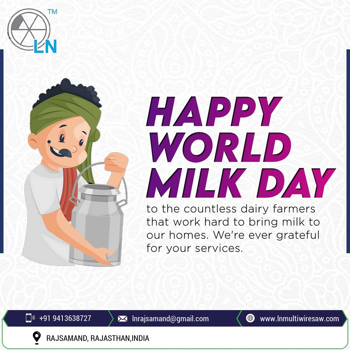 rmahendra's tweet photo. Thanks to farmers for making us healthy.
Happy world milk day.
#lnmultiwiresaw
#lnengineering
#lnrajsamand
#lnengineering #stone #whitemarble #multiwire #tiles #dressing #multiwire #gangsaw #italian #blocks #gangsawslabs #tiles #northindiangranite #indiangranite https://t.co/j7kH04gRQe