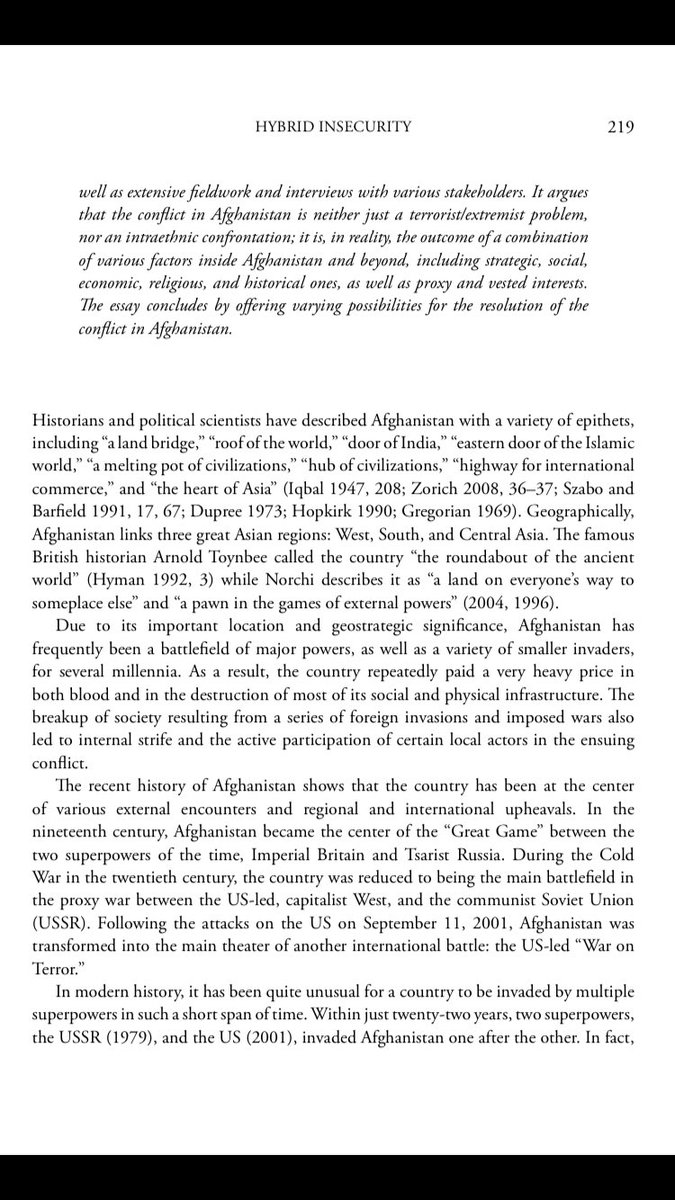 DawoodAzami's tweet photo. د افغانستان د سولي تلاښ: نوی کتاب او په هغه کي زما ليکنه
 
دې انګرېزي کتاب کي د جنګ د پديدې او دافغانستان د جنګ او سولي په اړه زما د 28 مخیز (218-246مخونه) باب (چېپټر) عنوان دا دی.
 
"ترکيبي/مختلطه ناامني او د افغانستان د جنګ عاملين (لوبغاړي) او عوامل (سببونه)"
1
#HybridFramework https://t.co/cFr4AEz3r8