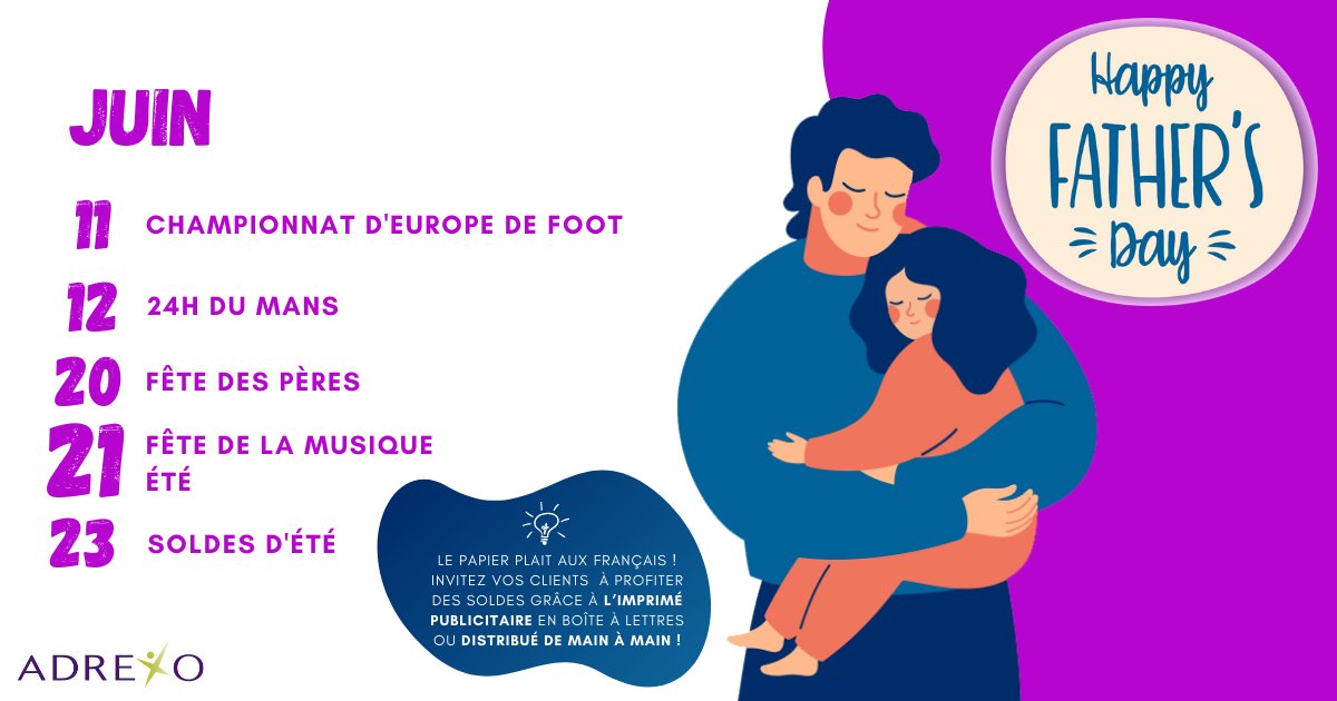 [#POURVOUS] : Pour anticiper au mieux le mois de #Juin et valoriser vos #offres en capitalisant sur les temps forts, Adrexo a rassemblé pour vous les #événements à ne pas rater 📆 !