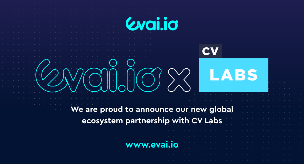 evai_io's tweet image. We are incredibly pleased to announce our global partnership with CV Labs! 🙌

The new partnership will ensure innovation and collaboration drive forward the momentum we have already started, into a new phase of growth.

#Evai #EvaiInsights #Crypto #JoinTheEvailution