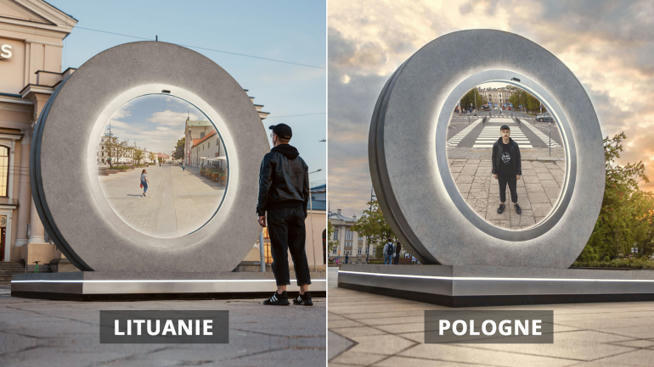 fadouce's tweet image. Amazing internet! La #Lituanie installe des portails pour connecter ses habitants à d’autres pays.
Une idée futuriste assez géniale pour permettre aux passants de se saluer et d’interagir en pleine rue sans être dans le même pays.
Via @zehub @creapills creapills.com/portail-vilniu…