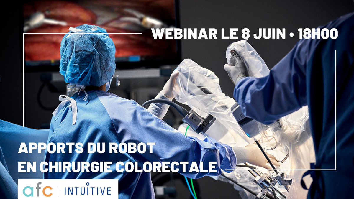 L'Association Française de Chirurgie - AFC en partenariat avec Intuitive vous donne rendez-vous le 8 juin de 18h à 19h pour un #webinar sur les apports du #robot en #chirurgie #colorectale.

Informations et inscription gratuite ici :
lnkd.in/dkGKUEu

#chirurgie