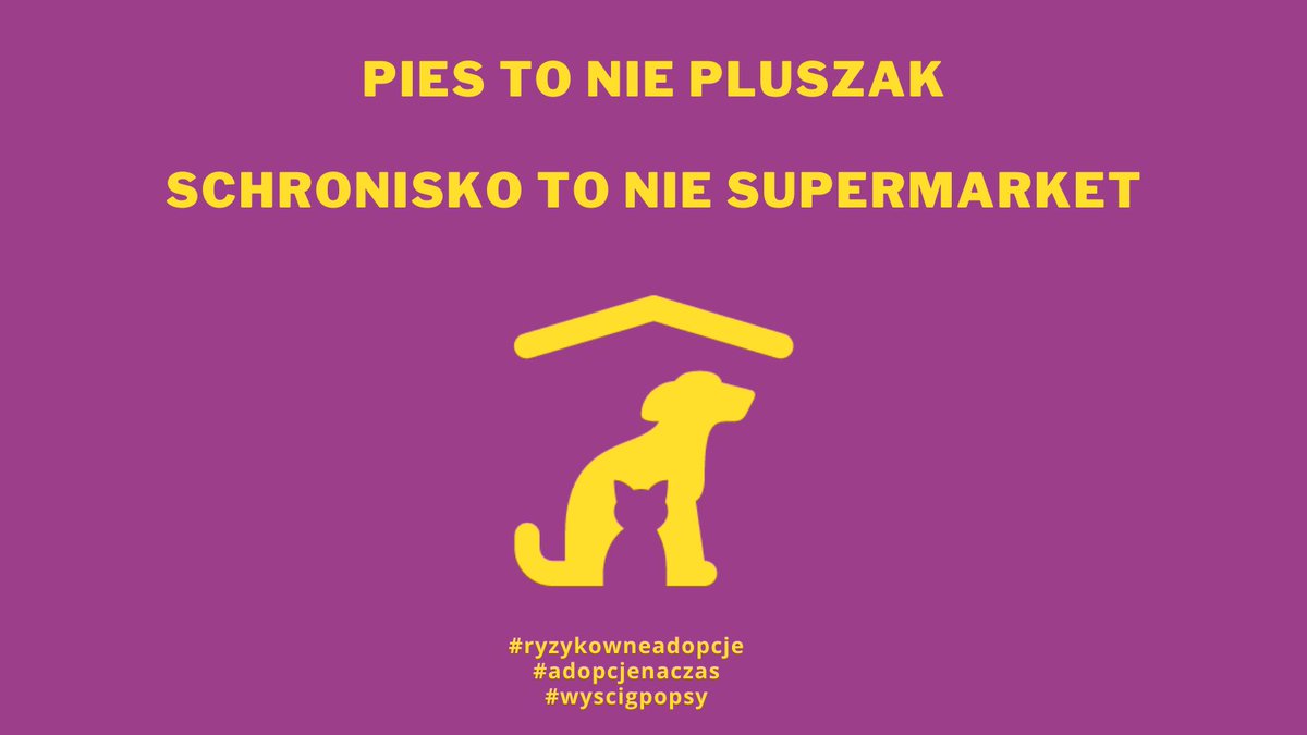 Mówimy STOP adopcjom na czas! Od 10.05 w 
<a href="/AdoptujzPalucha/">SchroniskonaPaluchu</a> wydanie psa jest możliwe nawet w ciągu 7 dni. To zdecydowanie za krótko, by adopcja mogła być świadoma.

PIES TO NIE PLUSZAK - SCHRONISKO TO NIE SUPERMARKET

#ryzykowneadopcje #adopcjenaczas #wyscigpopsy #adoptujswiadomie