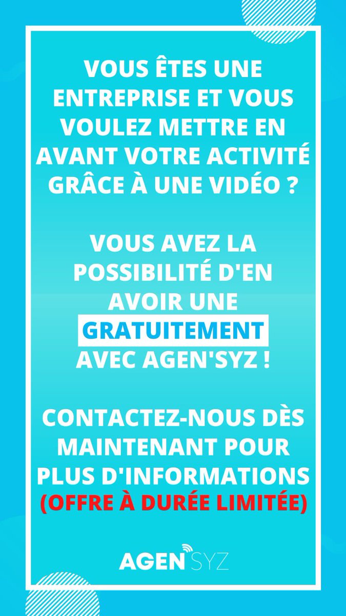 Syzar94's tweet photo. ⚠️ AVIS À TOUS CEUX QUI ONT UNE ENTREPRISE OU QUI CONNAISSENT QUELQU’UN QUI EN A UNE ⚠️

Avec mon agence @AgenSyz on vous réalise une vidéo très qualiiiiii pour ZÉROOOO EUROOOS !! 

Partagez un max svp, ça peut aider des entreprises en cette période compliquée! 🙏🏽🙏🏽 https://t.co/PLC8Jnyul8