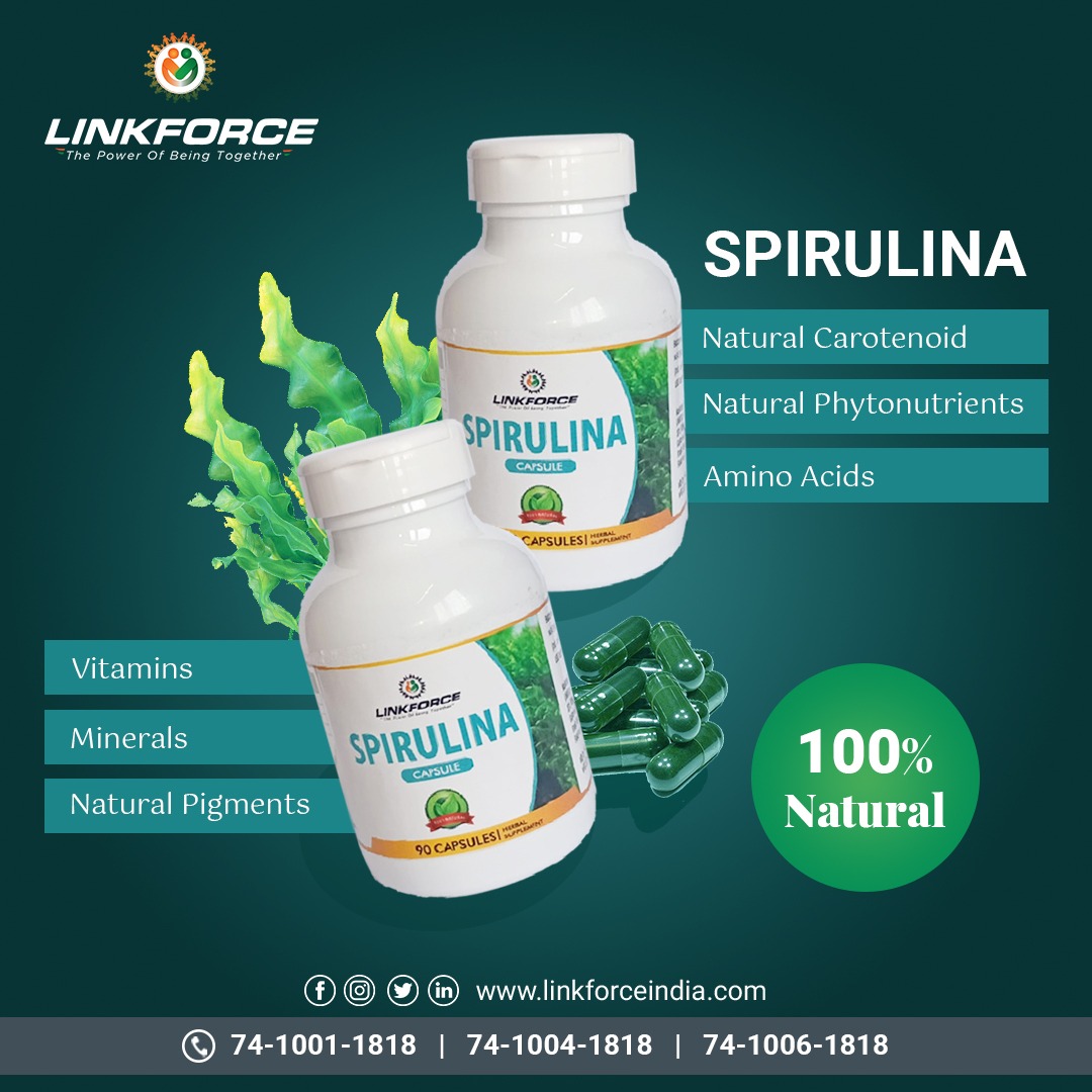 LinkForce_'s tweet image. ➡️ 𝗟𝗶𝗻𝗸𝗙𝗼𝗿𝗰𝗲 𝐁𝐫𝐢𝐧𝐠𝐬 𝐓𝐨 𝐘𝐨𝐮 #SPIRULINA CAPSULE
Natural Carotenoid,Natural,Phytonutrients,AminoAcids,Vitamins,Minerals,Natural Pigments
𝟭𝟬𝟬% 𝗡𝗮𝘁𝘂𝗿𝗮𝗹
𝐒𝐡𝐨𝐩 𝐍𝐨𝐰 🛒
74-1006-1818 
🌐 linkforceindia.com
#LinkforceIndia #HealthCare #agriculture