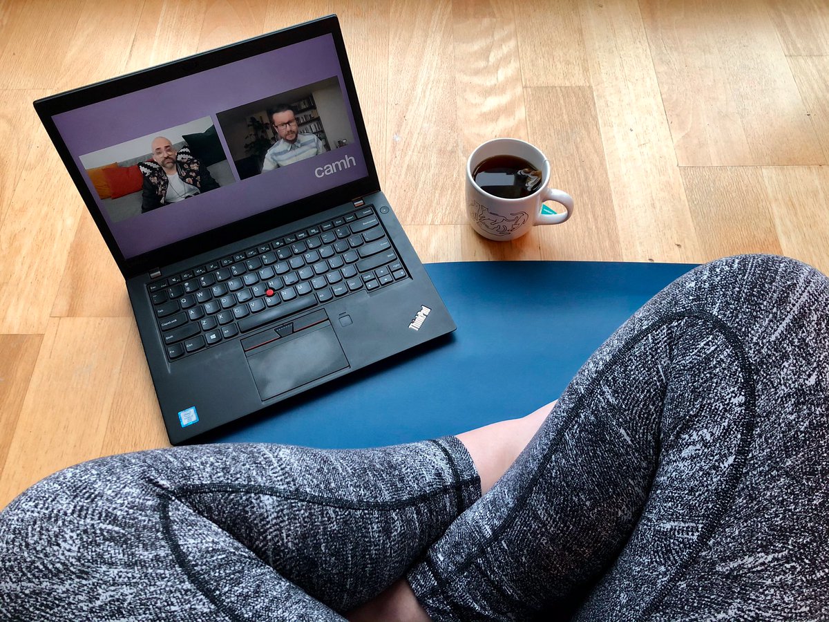 lauralux's tweet photo. Day 2 of the #CAMHSunriseChallenge spent on the mat. Kicking off #Pride Month with a great discussion between @IAlexAbramovich and @spencer2thewest on mental health and the LGBTQ2S+ community. https://t.co/xD3Wtfgt1S