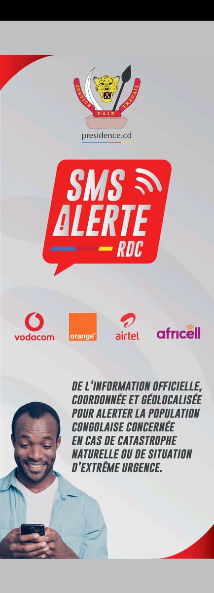 migishaofficiel's tweet photo. Remerciements au 4 sociétés telco opérant en RDC pour leur accord de principe pour la mise en place du mécanisme SMS ALERTE RDC 🇨🇩 qui va permettre au Gouvernement de communiquer directement avec la population en cas de catastrophe naturelle ou d'autre cas d'urgence extrême
#RDC https://t.co/xbGN1jTAzx