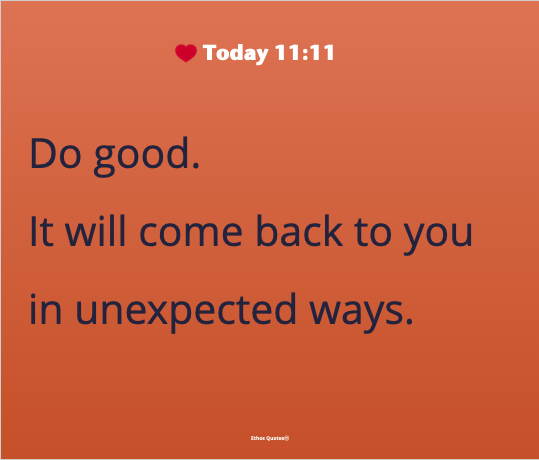 EthosQuotes's tweet photo. " Do good. It will come back to you in unexpected ways. "
#Thoughts #Karma #EthosQuotes #DailyQuotes #DailyThoughts https://t.co/z4eZcCTW4u