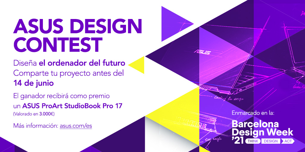 ASUS_ib's tweet photo. Participa en el #ASUSDesignContest dirigido a jóvenes profesionales y estudiantes de diseño e ingeniería y gana un ASUS #ProArt StudioBook Pro 17. Entérate de cómo participar en https://t.co/v3h2sDnVWH. El día 9 de junio a las 9.00 h publicaremos el enunciado. ¡Estate atentx! 🤩 https://t.co/Q638ahJg0Q