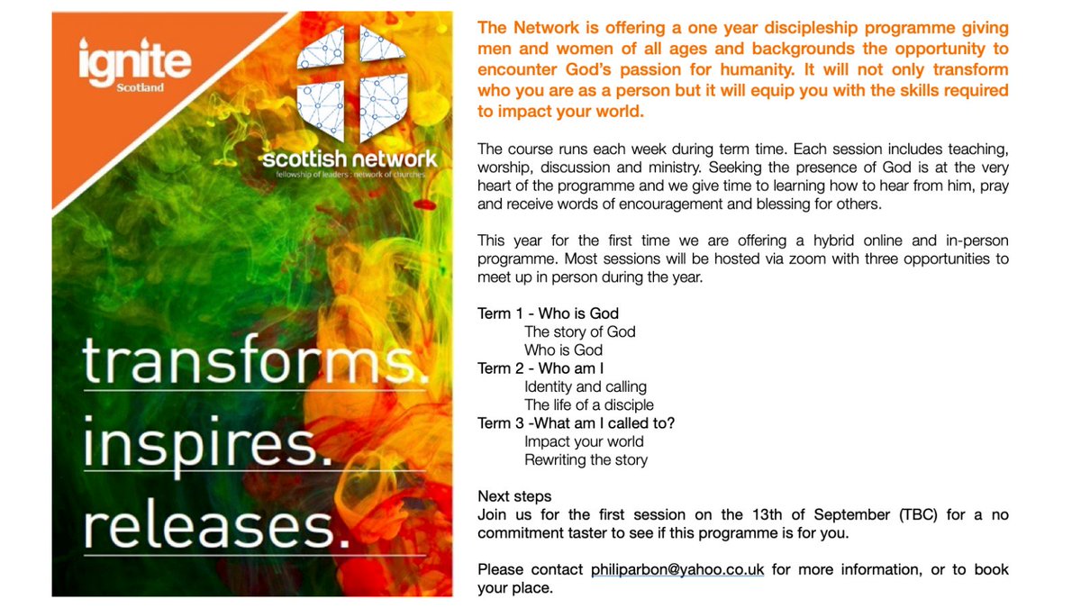 Join us for the first session on 13th September for a no-commitment taster. Visit scottishnetwork.org for more details