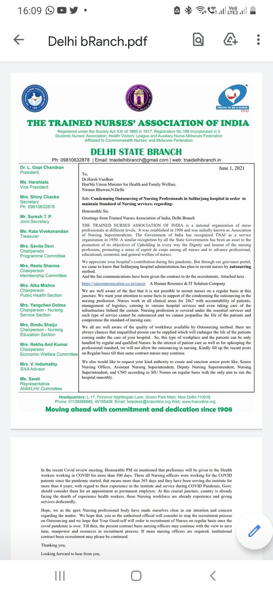 Respected @drharshvardhan @SJHDELHI kindly looke the metter Nurses always play a important role in Hospital function and patient care which shows in pendemic too. They were not hoping this gift from you kindly revert the decision @PresidentTnai @GopichandranL @docvjg