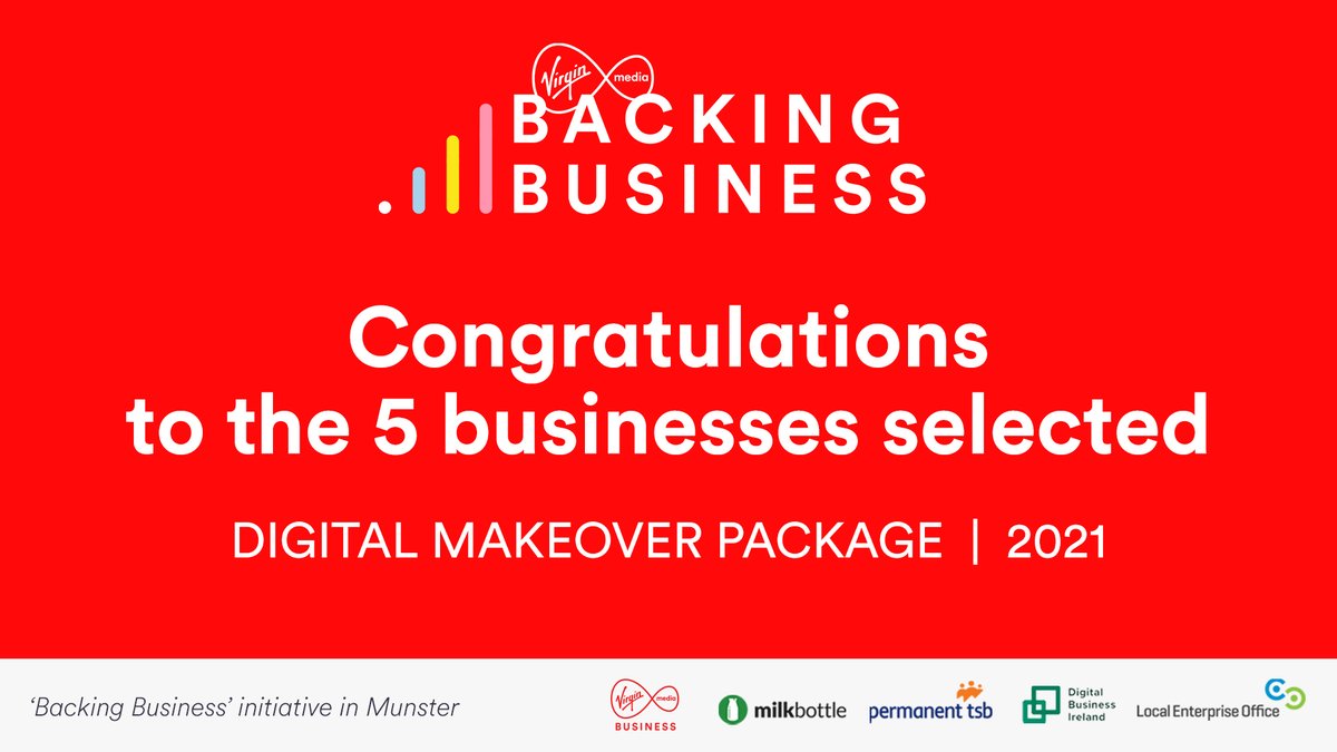 Virgin Media’s #BackingBusiness initiative has selected its 5 Munster-based businesses to undergo a complete digital transformation. Congratulations to Fervor +Hue, Grounded Pottery, Lucy Erridge, Rívesci and Dust + Rock. Click here for more info 👉 bit.ly/3paV8JO