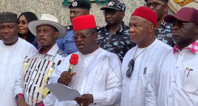 channelstv's tweet photo. South East Governors Meet Over Attacks In Region, Vow To Tackle Insecurity
https://t.co/HBCTe0ASCp https://t.co/Bkq1o47GxG