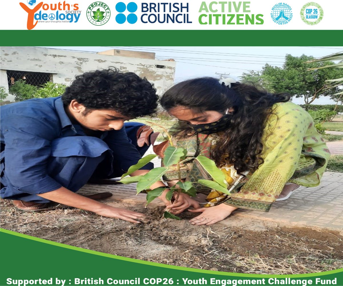 our Young Climate Activist Miss. Tahreem Jatoi conducted a plantation drive in a community park in Qasimabad. They planted a wide range of saplings including peepal and gul mohar.

#globallyConnectedLocallyEngaged
#COP26 
<a href="/pkBritish/">British Council Pakistan</a> 
<a href="/ActiveCitizens/">Active Citizens</a>