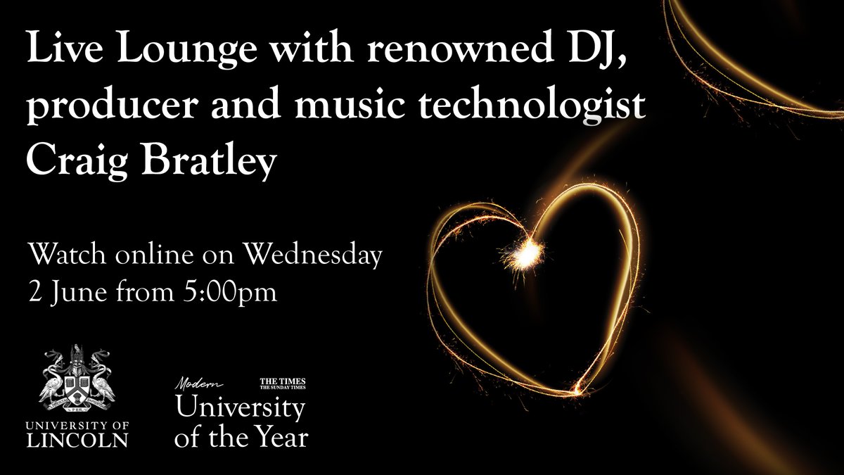 The Lincoln Live Lounge returns tomorrow with DJ, producer, and UoL music technologist Craig Bratley. Join the live Q&amp;A and discover the secrets to topping the charts!

Watch live from 5pm: lncn.ac/craiglive