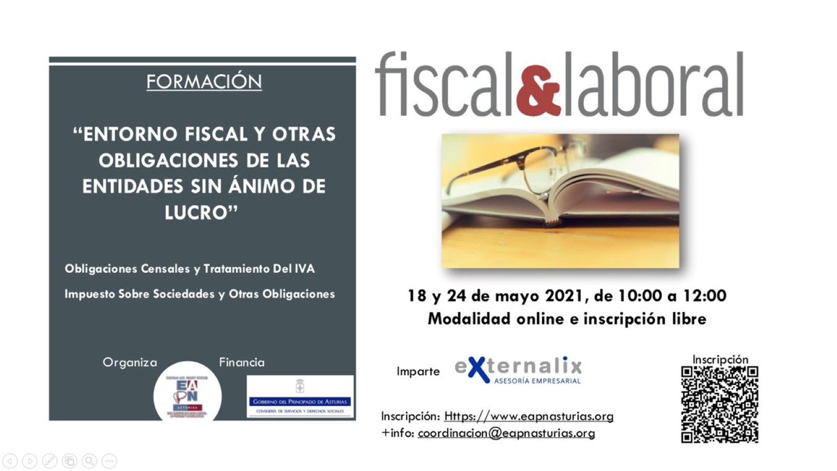 Impartiendo webinar sobre fiscalidad a las Asociaciones Asturianas. Organizada por EAPN-AS (Red Europea de Lucha Contra la Pobreza y la Exclusión en Asturias)