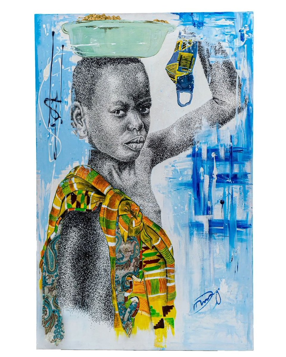 DavidoArt's tweet photo. Oofukwa,Oofukwa
N$12500
This pixelated painting technique known as pointilism. He does not refer to them as pixels however, but that they are mahangu grains. This work embodies his development and growth as an artist, the mastery of his technique and the authenticity of his roots https://t.co/wHIqskvTZ5