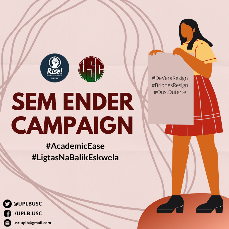 UPLBUSC's tweet photo. We demand better state services! Reopen our schools and campuses! Briones, De Vera, resign! Oust Duterte Now!
Read full statement here: https://t.co/6mF3qUwviY
#AcademicEase
#LigtasNaBalikEskwela
#DeVeraResign
#BrionesResign
#OustDuterte https://t.co/5QPa1bdwNC