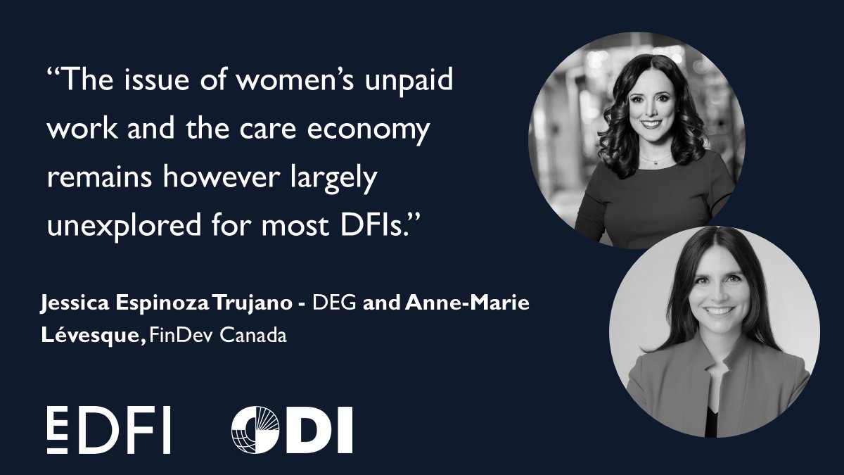 Development finance institutions and the #careeconomy: opportunities for greater involvement

Read <a href="/jessiespinozat/">Jessica Espinoza</a> and @AnneMarieLevesq 's essay analysing the potential transformative effects
of private sector investments in the care economy. 

Read more:
cdn.odi.org/media/document…
