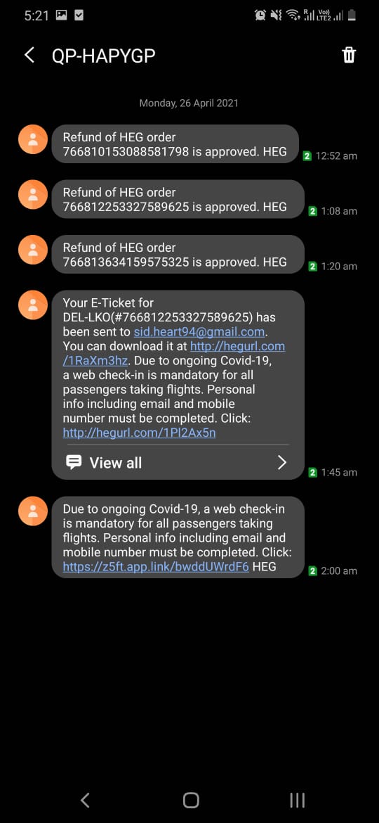 sid_s94's tweet photo. @happyeasygo @MoCA_GoI 
The case has been pending for over a month now and every time I mail for an update I get the same system mail promising me one in 3-5 days but there hasn't been any. I received a msg confirming that the failed booking   but haven't received the refund yet https://t.co/r2s1q0K1zK