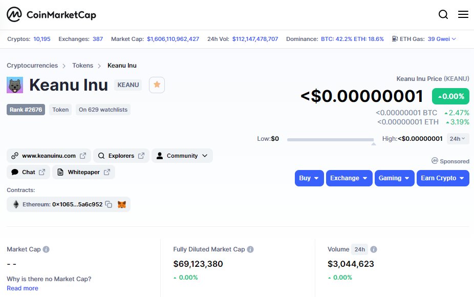 TechEdgeNation's tweet photo. $KEANU is now on #CoinMarketCap
Twitter: @InuKeanu & @KeanuInuArmy
Now It's just a matter of time until #KeanuInu gets picked up by other exchanges. πππ
#KeanuInuArmy #KeanuArmy #Keanu #KeanuInuToken #Crypto @cryptocom #CryptoTrading #CryptoArmy #CryptoMarket @FinanceInu https://t.co/eE5PZaEki5