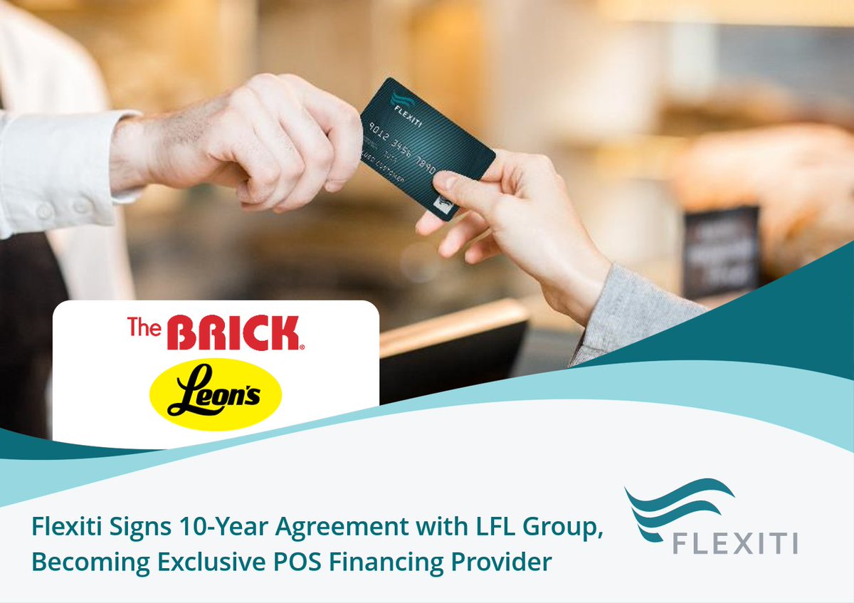 Thrilled to announce that we have signed a 10-year agreement with LFL Group! Flexiti becomes the exclusive provider of POS financing at more than 300 stores including @Leonsfurniture @thebrick <a href="/ApplianceCanada/">Appliance Canada</a> 
bwnews.pr/3vKn2OY
#fintech #posfinancing #BNPL #retailmatters