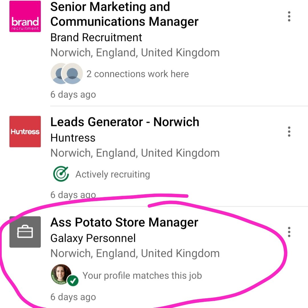 I don't know what's worse - job title in the circle or the fact that my 'profile matches this job' 🤦‍♀️🤣

#jobseeker #opentowork #tuesdaythoughts