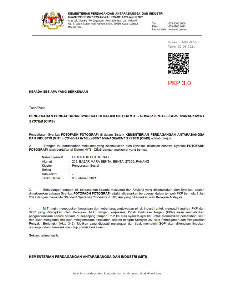 Fadhil Roslizan on Twitter: &quot;I HOPE THIS TWEET WILL BLOW UP ! Direct nak  tanya kepada @MITIMalaysia &amp; @AzminAli . Macam mana saya punya bidang boleh  lepas untuk beroperasi ketika PKP 1 -