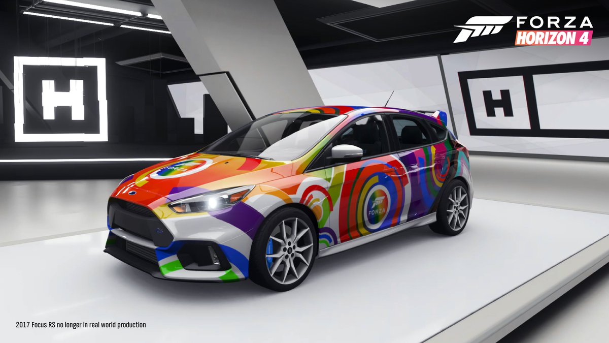 ForzaHorizon's tweet image. Wear your colors proudly! The 2021 Forza Rainbow livery is now available for the Ford Focus RS. Get it in your Messages!