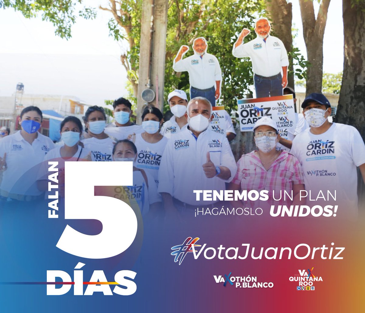 Tenemos un plan para rescatar #OthónPBlanco, y este 6 de junio daremos el primer paso para lograrlo ¡Hagámoslo unidos! #VotaJuanOrtiz #VaPorOthónPBlanco #VaPorQuintanaRoo 🔵🔴🟡🟣