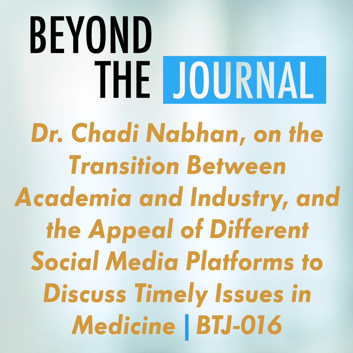 CharuAggarwalMD's tweet photo. Listen in on our next episode with our guest, @chadinabhan where we discuss transitions from academia to industry, role of #SoMe and different platforms including @Twitter @Clubhouse #BeyondTheJournal @JackWestMD https://t.co/8oPZgGXlgi