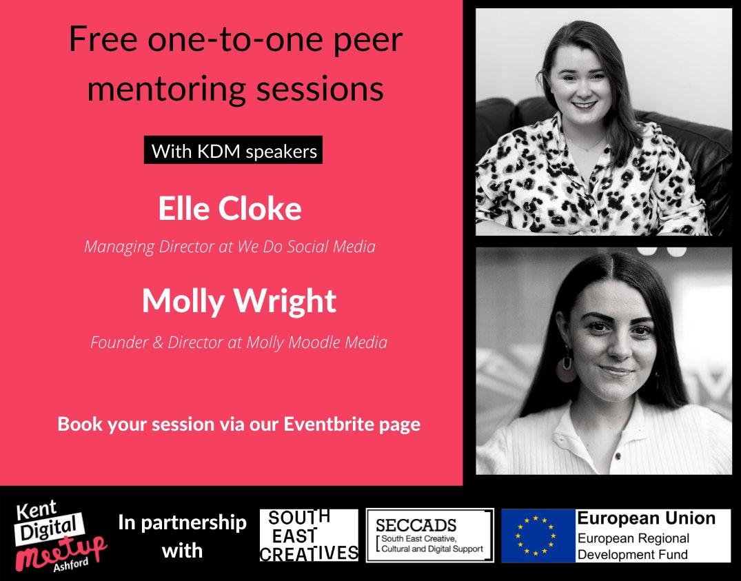 We have connected with <a href="/KentDigitalMeet/">Kent Digital Meetup</a> to offer a FREE series of one-to-one mentoring sessions to our communities.

Our specialist speakers Elle Cloke and <a href="/MollyWrighttt/">Molly Moodle 🍊</a> will be delivering these 2-hour sessions.

Find out more: bit.ly/3wTgspL
@sixtwo_tech <a href="/WeDoSMedia/">We Do Social Media</a>