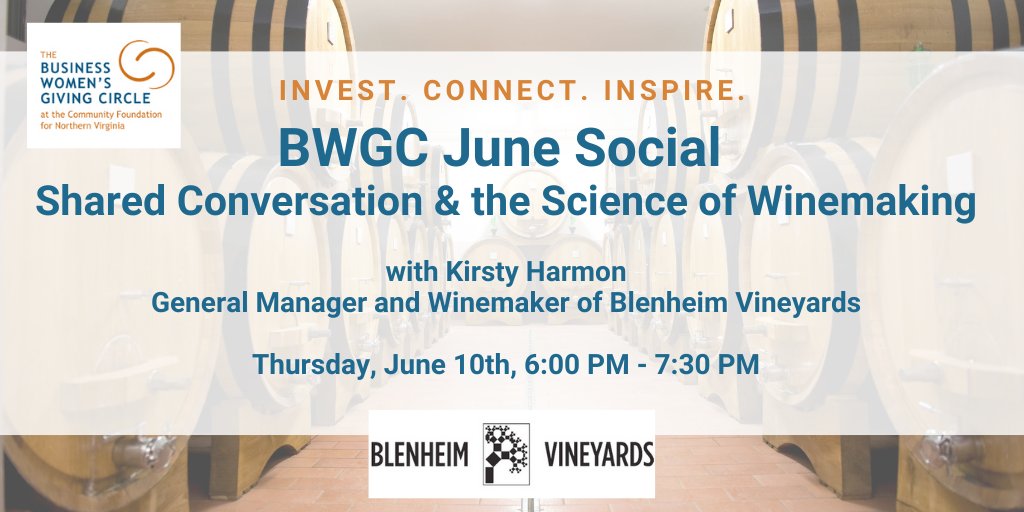 Do you love meeting amazing women leaders who support their community? Join me next week for a virtual wine tasting as well as learn about the Science of Winemaking. RSVP soon! bit.ly/3cc3ICK
<a href="/BlenheimWines/">Blenheim Vineyards</a> #networking #virtual #winetasting