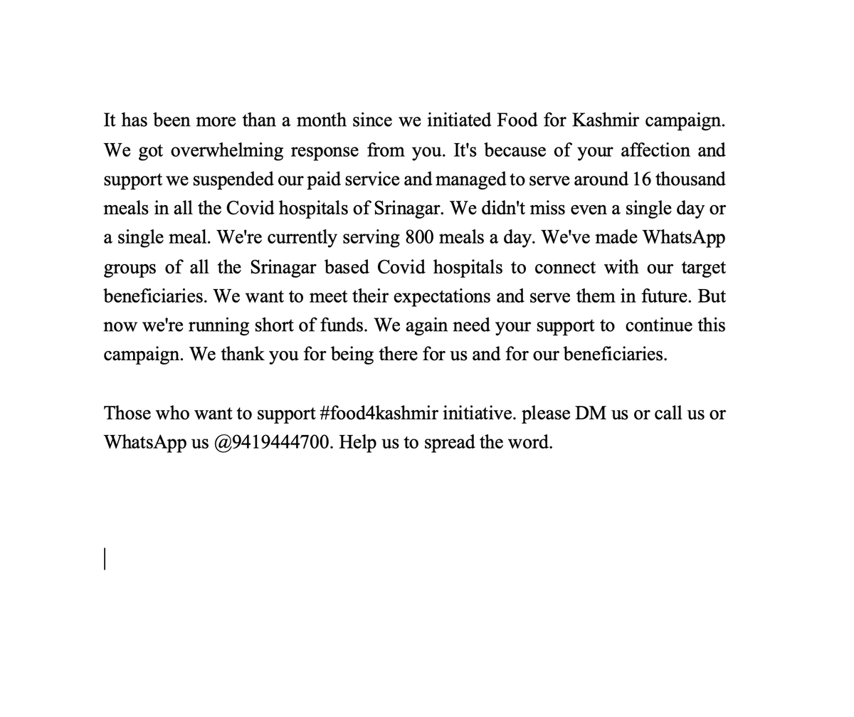 tiffinaaw's tweet photo. Praise be to Allah..The Almighty
Please help spread the word
Support #food4kashmir
@KangriCarrier @ShujaUH @IamYASIRWANI @DrSalimKhan @MantashaBRashid @Shazia @RJNASIROFFICIAL @tanvirsadiq @AskSheikhAadil @Raheelk @ahsanpardesi @RJFarhuma @pgn_suhail @peerashiq @burgerrkhan https://t.co/hz3v85LXCR