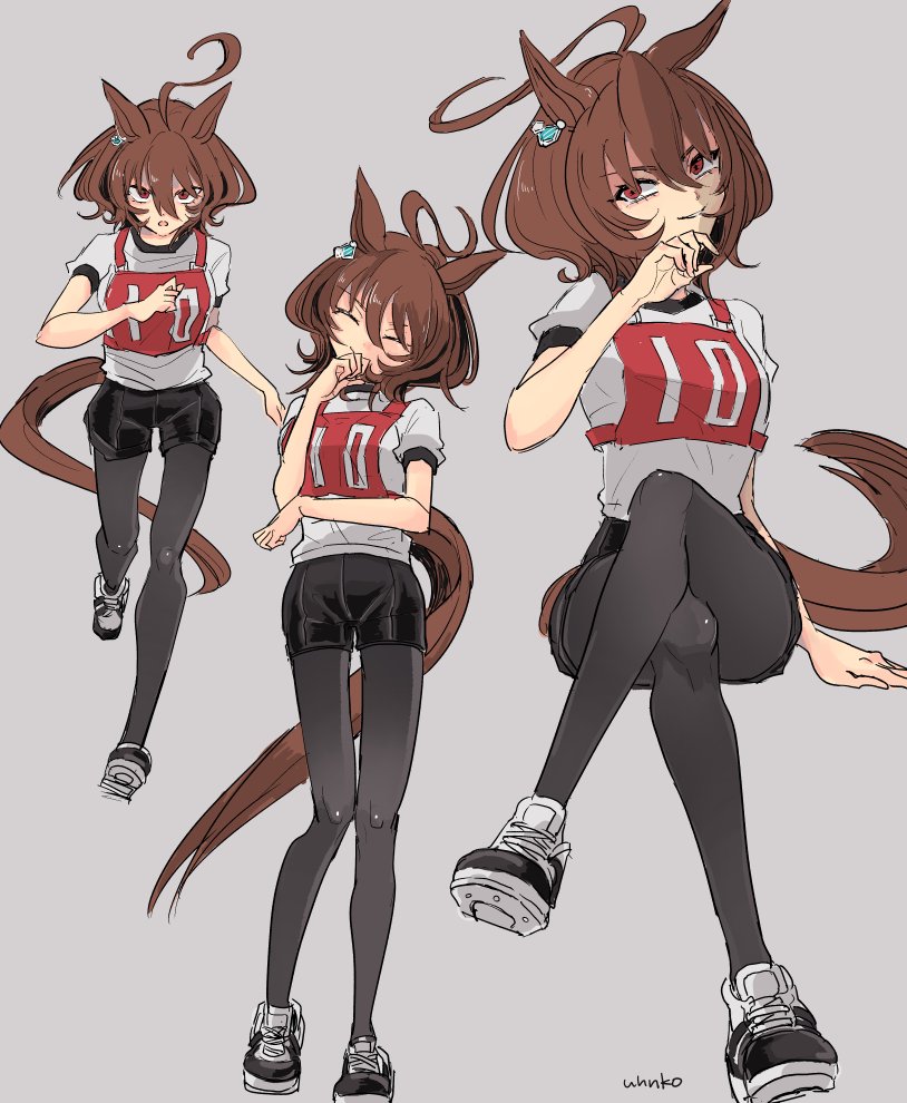 agnes tachyon (umamusume) 1girl tail animal ears horse ears horse tail pantyhose brown hair  illustration images