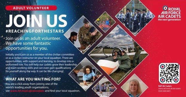 The <a href="/aircadets/">RAF Air Cadets</a> offers young people a brilliant start in life through venture &amp; adventure. What we do is only possible through the gift of time and talent from our volunteers. Looking for something new in your life, why not join us? #ReachingForTheStars #NationalVolunteerWeek