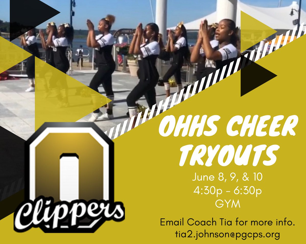 OxonHillCheer's tweet photo. It’s official. We’re baaacccckkkk!!! 🙌🏾🙌🏾 OHHS CHEER TRYOUTS begin next week.
June 8-10
4:30p-6:30p
Hope to see you there! #weoutside #reopening #cheerisback #happy #cheer #cheerleading #tryouts #clippers https://t.co/BOAer0mjPr
