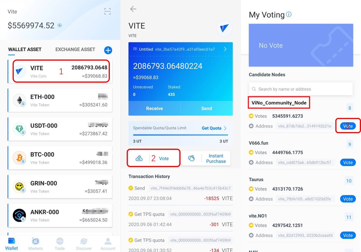 nanogateorg's tweet photo. How to vote for an SBP?
In the Vite app: 
1. Select Vite in the wallet
2. Select "Vote"
3. Find your preferred SBP (we are ViNo Community Node) and press vote https://t.co/KCleJyJ7EL