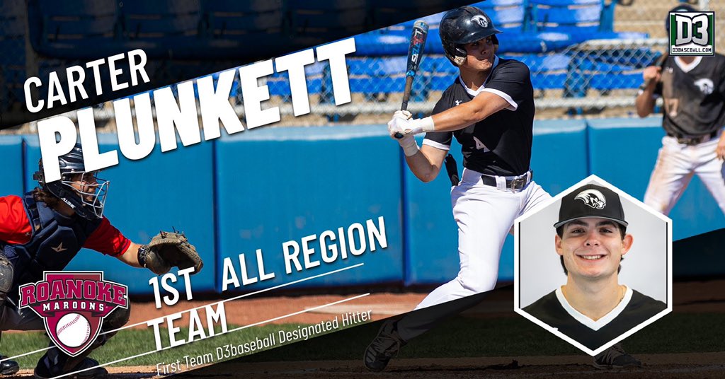 RCmaroons's tweet photo. Congratulations to @RoanokeBaseball Carter Plunkett being named 1st Team All-South Region by @d3baseball https://t.co/VT6ZlgCWhU