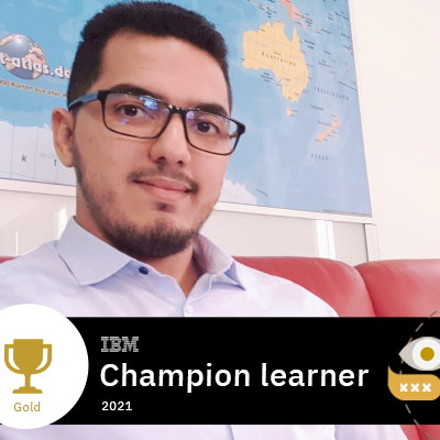 SaadYoussef0's tweet photo. Again! I'm glad to announce that I've achieved @IBM Gold Champion Learner status (Top 0.6% of all learners at IBM in 2021 to date).
#elearning #IBM #TTS #IBMlearning #YourLearning @TealIbm #TealIBM https://t.co/Hi11NxIws4