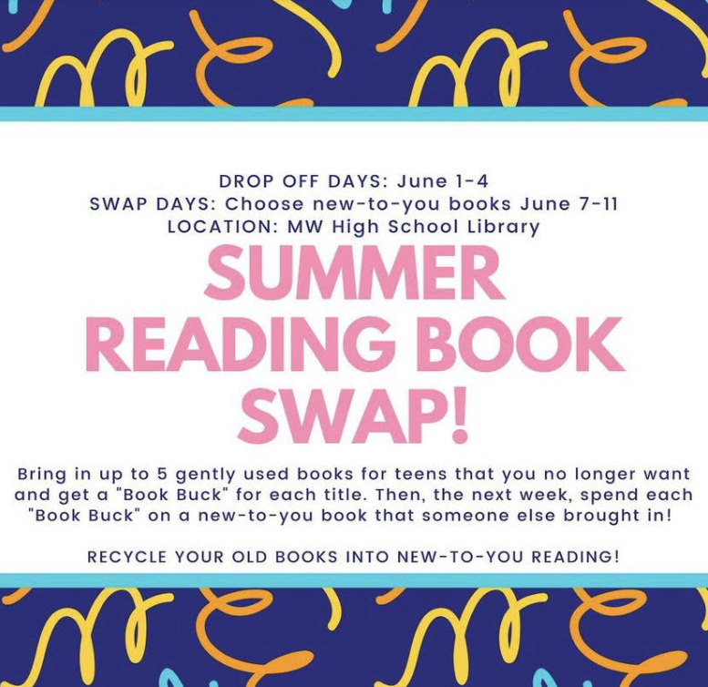 thewiremwhs's tweet photo. Sophomore Ella Silber organized a book swap for her  project in her @MWHS_English class. " I am very passionate about our planet and reading, so I decided to organize a book swap to encourage students to recycle their old books and receive new books for summer reading." https://t.co/yVvFJp9CCI