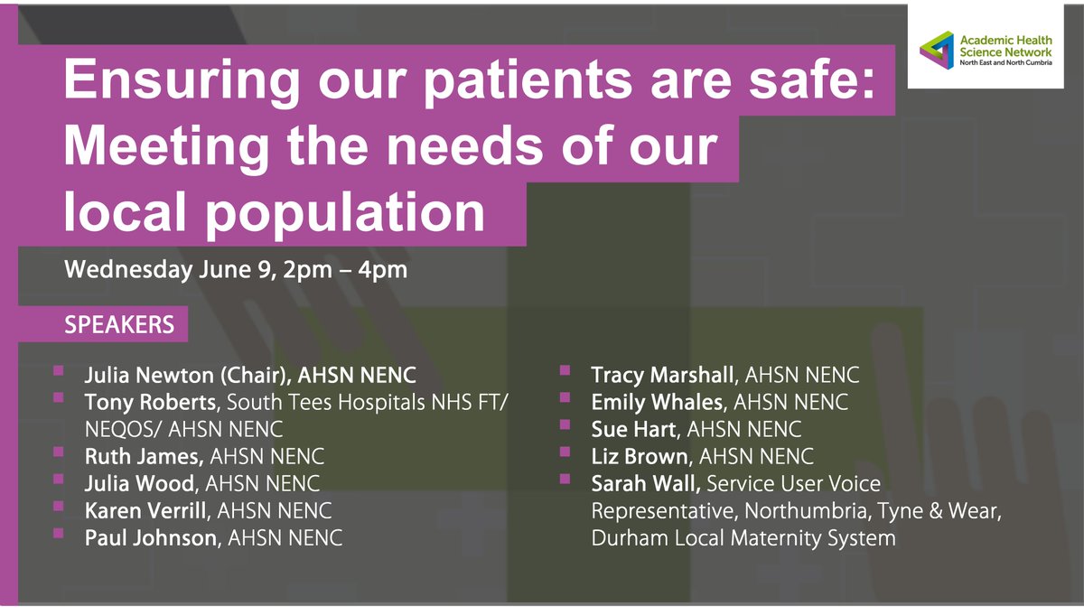 HI_NENC's tweet photo. Last chance to register for our 'Ensuring our patients are safe: Meeting the needs of our local population' event on Wednesday at 2pm. See the agenda and register 👇
https://t.co/KfZXVvI5SB #PSC #PatientSafety #Patientsafetycollaborative https://t.co/VRy8pdGS0t
