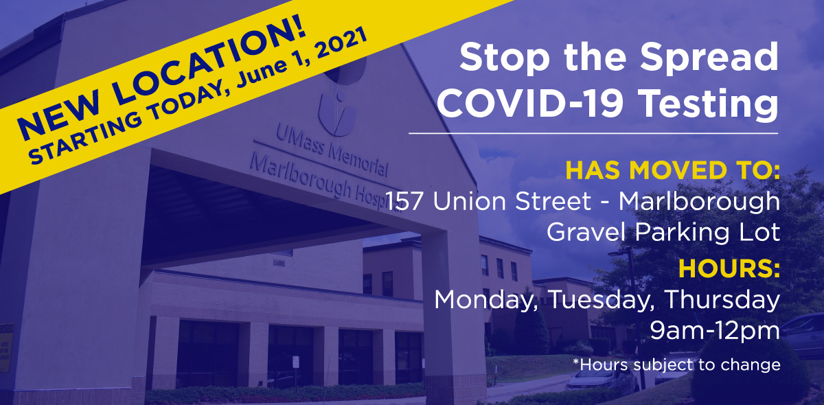 📣 STARTING TODAY, Tuesday - June 1st, our Stop the Spread COVID-19 testing is now available at Marlborough Hospital, 157 Union Street - #Marlborough, MA. 

Click here to learn more: bit.ly/3fRDkPr #UMassMemorialHealth #COVIDTesting #ThinkMarlborough #StaySafe