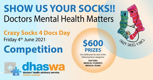 Get involved people! A socials post could score you a $600 prize! 🔥💪🧦#doctorsmentalhealthmatters #crazysocks4docs <a href="/gdtoogood/">Geoff Toogood</a> <a href="/crazysocks4Docs/">crazysocks4docs</a> <a href="/cal_kat/">Katrina Calvert she/her</a> <a href="/drs4drs_Aus/">Doctors Health Services Pty Ltd</a> <a href="/AMA_WA/">AMA (WA)</a> @amacdt @WAGPET_WA <a href="/RACGP/">RACGP</a>