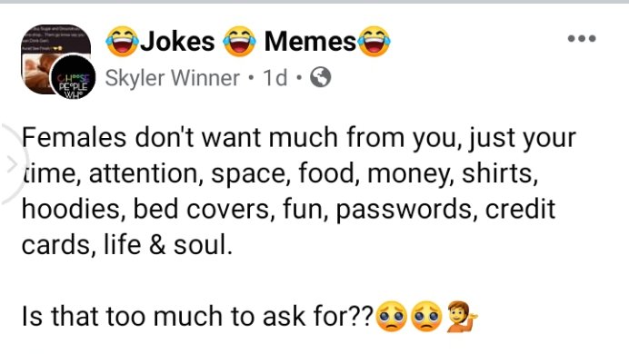 Is that too much to offer men?