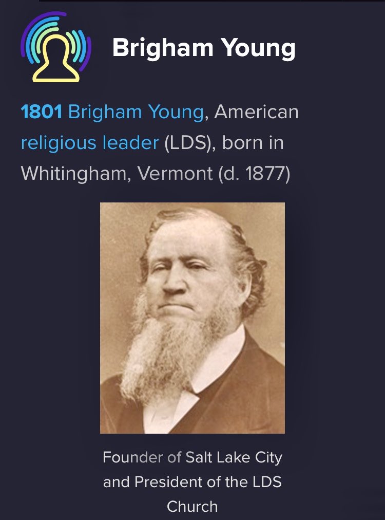 thevandykeparks's tweet photo. Brigham Young, born on a June 1, reached Utah way before #Me2. https://t.co/e8AhUvDDEN