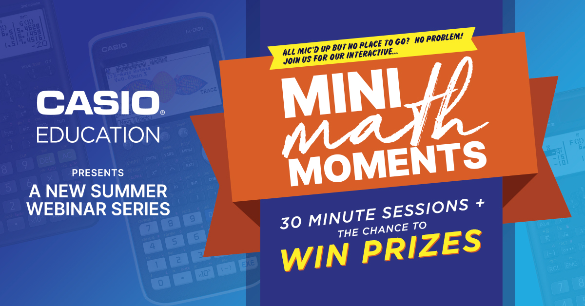CasioEdTech's tweet image. Our first #minimathmoments #learning session is this Wednesday at 12 pm EST. Short, quick #mathteaching ideas

Check out the series and register today: casioeducation.com/educators/webi…
