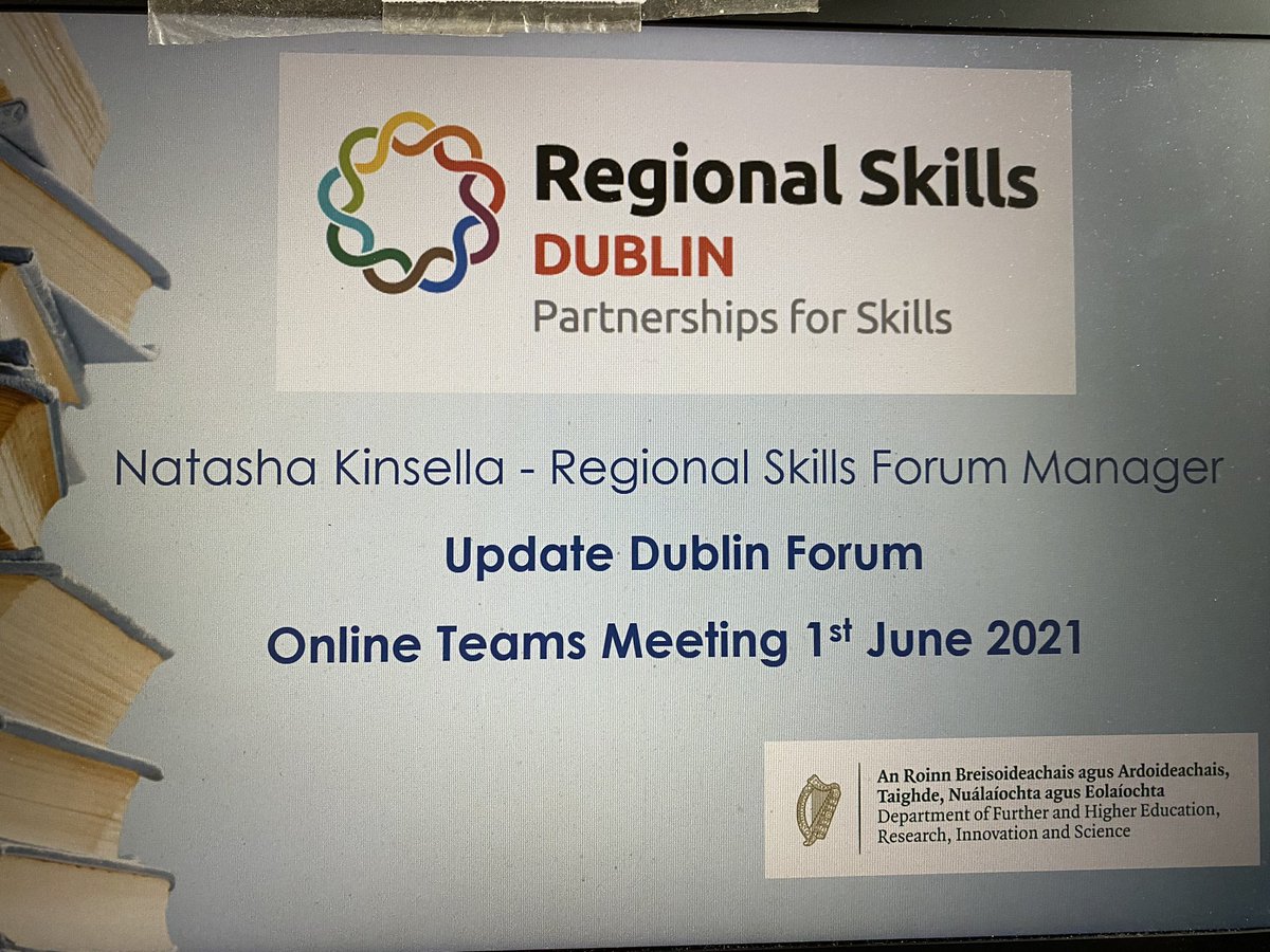 SkillsDublin's tweet photo. An #engaging virtual meeting chaired by @SiobhanOShea21 with our #DRSF stakeholders with guest @LynnElizRamsey talking #Microcredentials update. A focus on #Skills supporting #Business #Recovery #Jobs #BuildingTalent through #Collaboration https://t.co/wGD1U66uPp