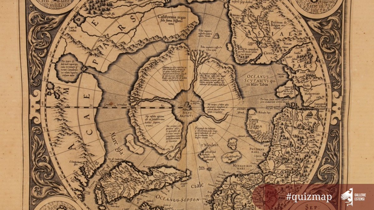 GaEstensi's tweet image. Torna #quizmap, curiosità e aneddoti sulle mappe antiche della #BibliotecaEstense Universitaria. Oggi parliamo di miti e leggende, legati al Polo Nord. In moltissime carte il #polonord è rappresentato da una grandiosa e solenne montagna: perché?