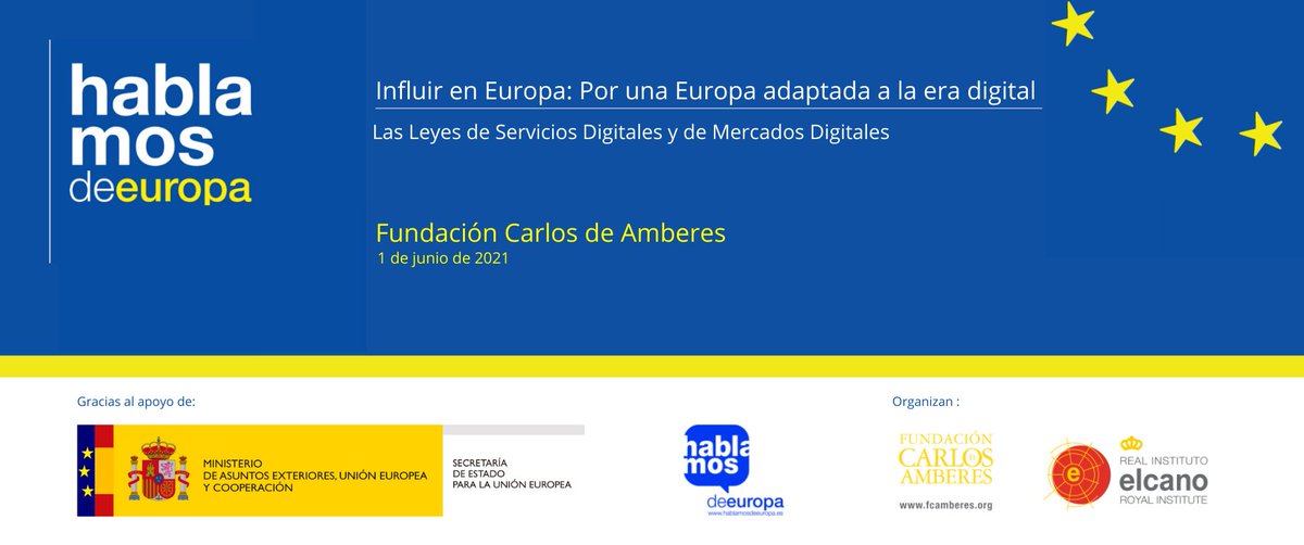 CarlosdeAmberes's tweet photo. ¡Esta tarde a las 16h! Encuentro "Influir en Europa: Por una Europa Adaptada a la Era Digital" #HablamosdeEuropa @HablamosdEuropa @MAECgob @rielcano https://t.co/yip15vIpUv